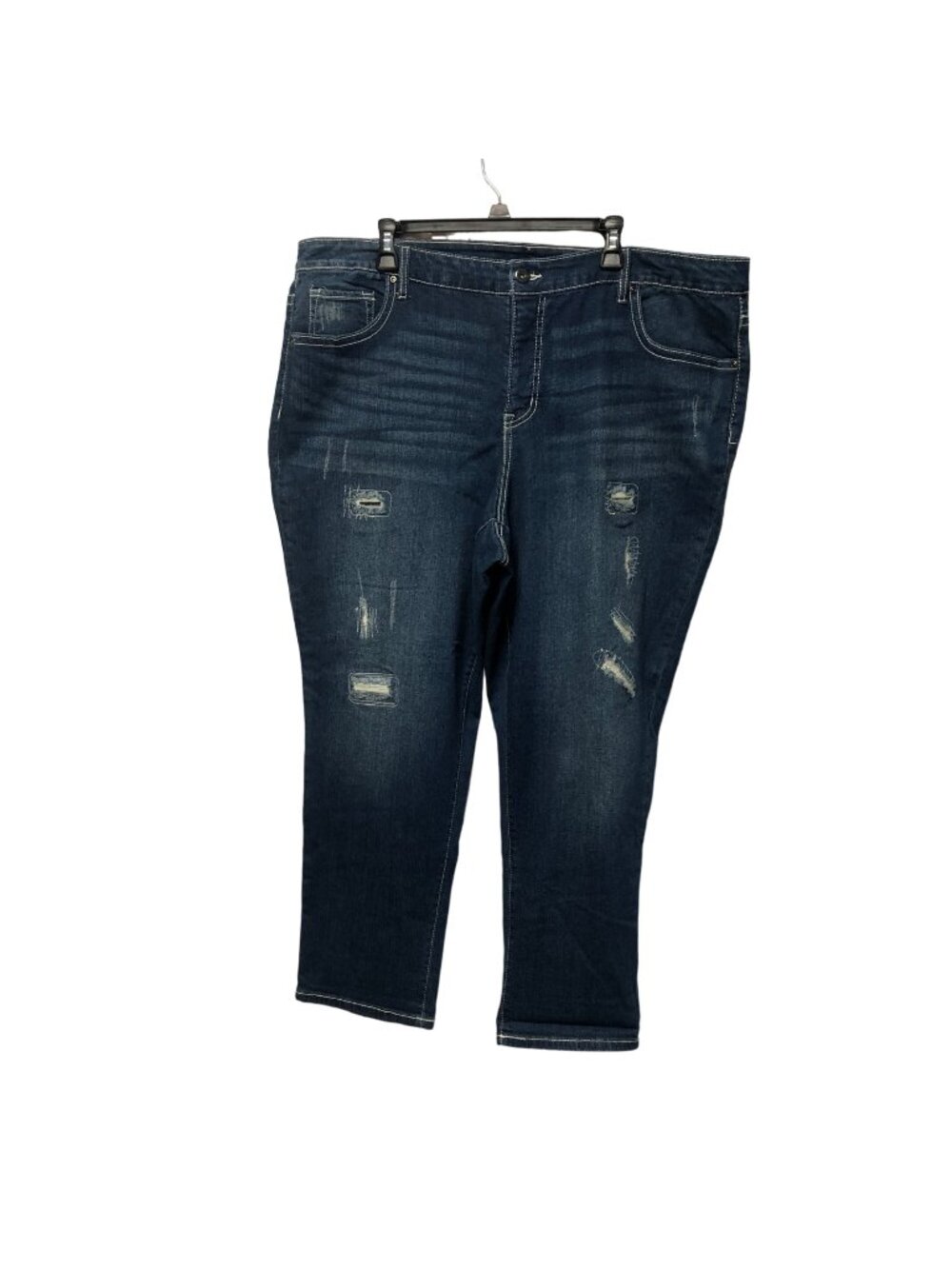 Faded Glory Distressed Jeans Womens Size 24W Blue Dark Wash Denim